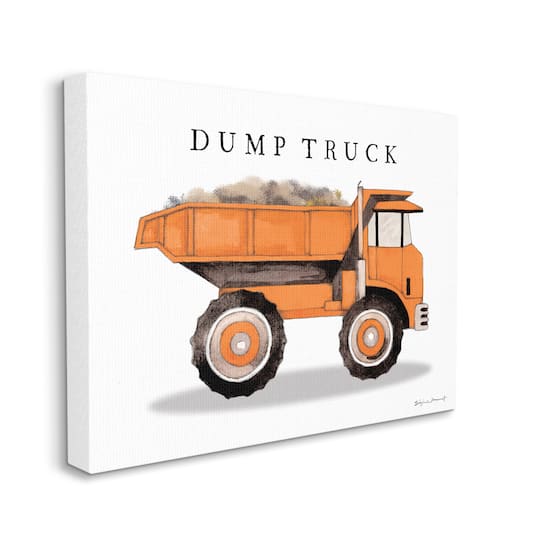 Stupell Industries Orange Dump Truck Traditional Construction Vehicle Canvas Wall Art